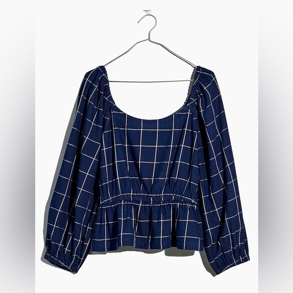 Madewell Tops - Madewell Scoopneck Peplum Top in Windowpane Size XXS